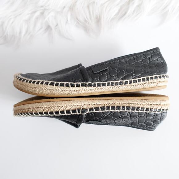 Gucci Guccisima Black GG Logo Leather Espadrilles size 36.5 - Picture 7 of 13